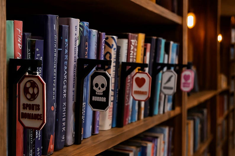 Bookshelf Genre Divider Signs - Customisable Library Organisers - Book ...