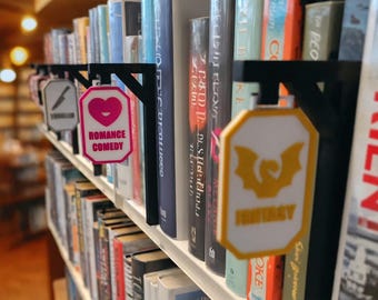 Bookshelf Genre Divider Signs - Customisable Library Organisers - Book Nook Hanging Posts - BookTok Gift