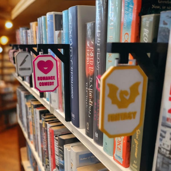 Bookshelf Genre Divider Signs - Customisable Library Organisers - Book Nook Hanging Posts - BookTok Gift
