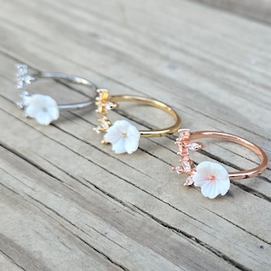 Sakura Ring, Adjustable. Choose Your Color. Gifts For Her, Anniversary, Birthday, Mom. Cherry Blossom Ring. Silver, Gold, Rose Gold image 4