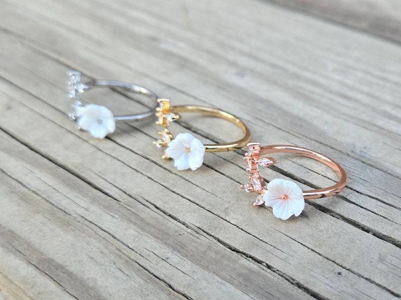 Sakura Ring, Adjustable. Choose Your Color. Gifts For Her, Anniversary, Birthday, Mom. Cherry Blossom Ring. Silver, Gold, Rose Gold image 4