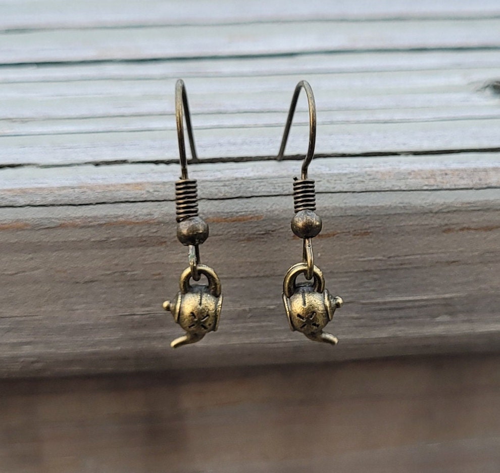 Tiny Teapot Earrings. Gifts For Her, Anniversary, Birthday, Bridesmaids, Gifts For Mom, Women. Miniature Teapot Earrings