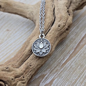 Lotus Flower Necklace. Gift For Her, Anniversary, Birthday, Bridesmaids, Valentine&#39;s Day Gift, Gift For Mom. Mother&#39;s Day Gift, Silver Lotus
