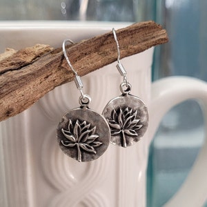 Lotus Earrings. Gifts For Her, Anniversary, Birthday, Bridesmaids, Silver Lotus Earrings, Mo Gift