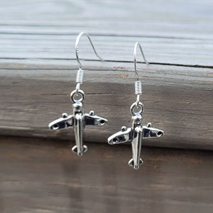 Silver Airplane Earrings. Gifts For Her, Anniversary, Birthday, Pilot Gift
