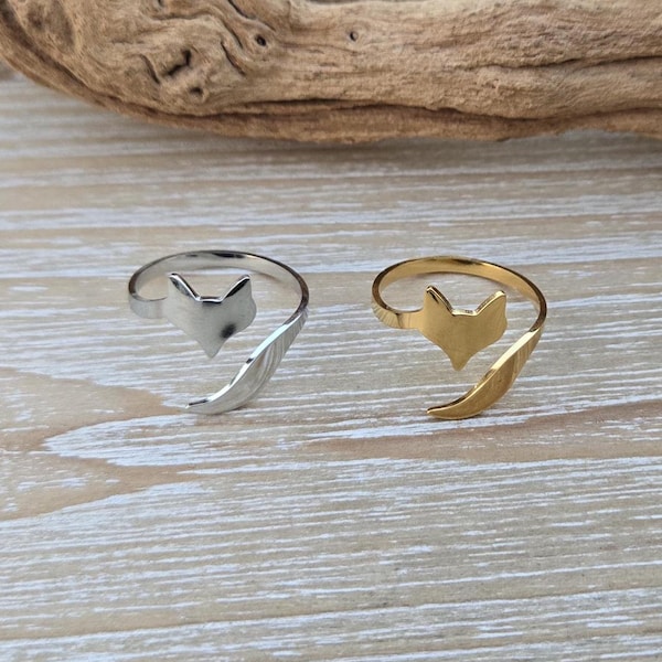 Anillo de zorro ajustable. Elige tu color. Regalos para ella, aniversario, cumpleaños, mamá. Oro o plata.