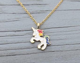 collana con cuore ed unicorno per bambina ragazzina, fatta a mano, in