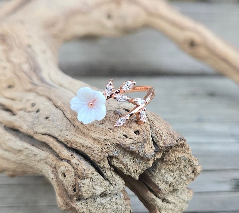 Sakura Ring, Adjustable. Choose Your Color. Gifts For Her, Anniversary, Birthday, Mom. Cherry Blossom Ring. Silver, Gold, Rose Gold image 3