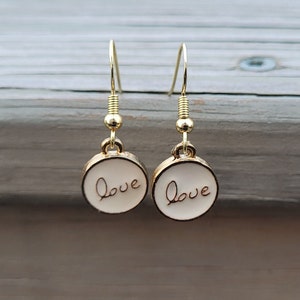 Love Earrings. Gifts For Her, Anniversary, Birthday, Bridesmaids, Gifts For Mom, Women. Enamel Earrings