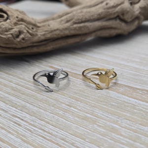Hummingbird Ring, Adjustable. Gifts For Her, Anniversary, Birthday, Valentine&#39;s, Mother&#39;s Day, Gold, Silver. Leaf Ring. Stainless Steel