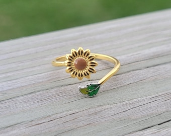 Sunflower Ring, Adjustable. Choose Your Color. Gifts For Her, Anniversary, Birthday, Gifts For Women, Mom