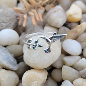 Hummingbird Ring, Adjustable. Sterling Silver. Gifts For Her, Anniversary, Birthday, Gifts For Women, Mom Gift. Bird Ring