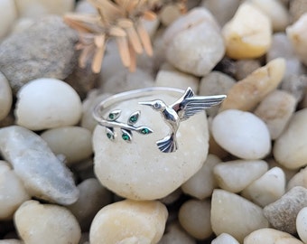 Hummingbird Ring, Adjustable. Sterling Silver. Gifts For Her, Anniversary, Birthday, Gifts For Women, Mom Gift. Bird Ring
