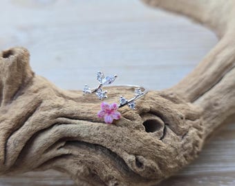 Sakura Ring, Verstellbar. Wählen Sie Ihre Farben. Sterling Silber. Jahrestag, Geburtstag, Mutter. Kirschblüten Ring. Silber, Gold, Rosegold