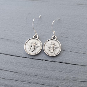Silver Bee Earrings. Gifts For Her, Anniversary, Mom, Birthday, Bridesmaids, Christmas Gift, Valentine&#39;s, Gift For Women. Bee Jewelry