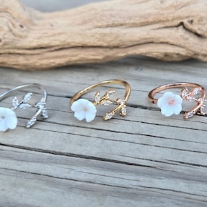 Sakura Ring, Adjustable. Choose Your Color. Gifts For Her, Anniversary, Birthday, Mom. Cherry Blossom Ring. Silver, Gold, Rose Gold image 2