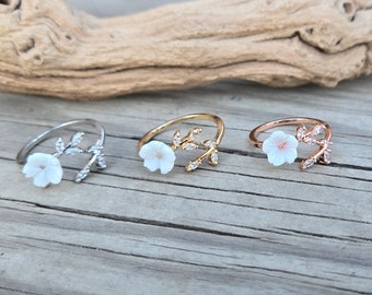 Sakura Ring, Adjustable. Choose Your Color. Gifts For Her, Anniversary, Birthday, Mom. Cherry Blossom Ring. Silver, Gold, Rose Gold