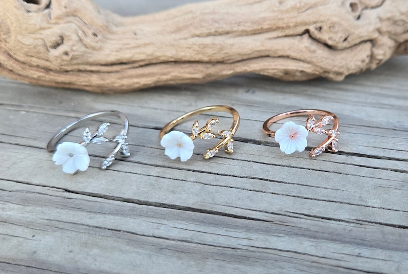 Sakura Ring, Adjustable. Choose Your Color. Gifts For Her, Anniversary, Birthday, Mom. Cherry Blossom Ring. Silver, Gold, Rose Gold image 2