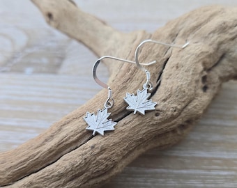 Tiny Maple Leaf Earrings. Gifts For Her, Anniversary, Birthday, Fall Leaf Earrings, Christmas Gift, Autumn Leaves. Silver Maple Leaf