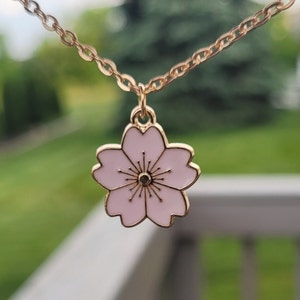 Sakura Necklace. CHOOSE YOUR COLOR. Cherry Blossom Necklace. Gifts For Her, Anniversary, Birthday, Bridesmaids, Mom Gift. Flower Necklace