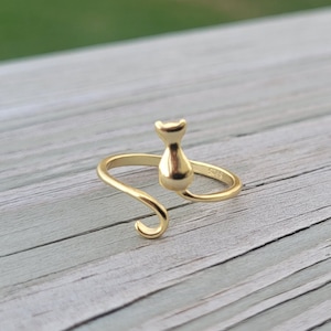 Sterling Silver Cat Ring, Adjustable. Choose Your Color. Gifts For Her, Anniversary, Birthday, Mom, Kids. Silver, Gold, Rose Gold