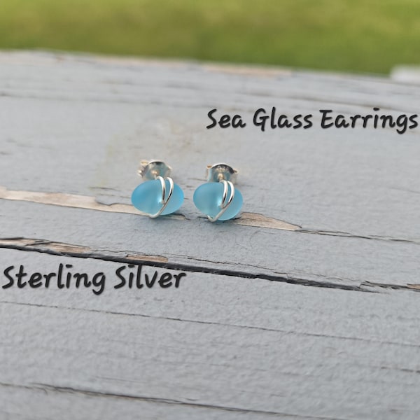 Turquoise Sea Glass Earrings. Sterling Silver. Gifts For Her, Anniversary, Birthday, Bridesmaids, Gifts For Mom. Beach Earrings