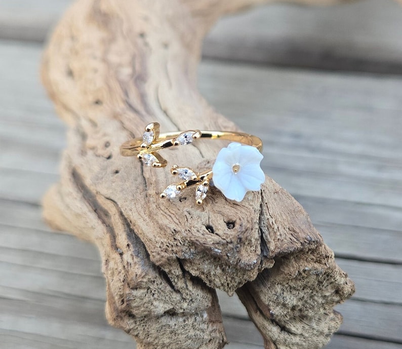 Sakura Ring, Adjustable. Choose Your Color. Gifts For Her, Anniversary, Birthday, Mom. Cherry Blossom Ring. Silver, Gold, Rose Gold image 1