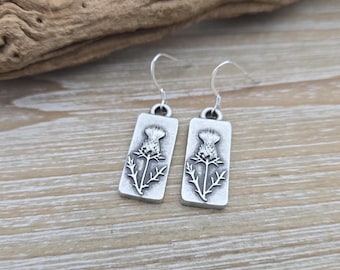 Thistle Earrings. Gifts For Her, Anniversary, Birthday, Bridesmaids, Silver Flower Earrings, Mom Gift. Scotland Earrings
