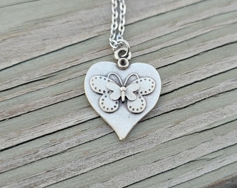 Butterfly Heart Necklace. Gifts For Her, Anniversary, Birthday, Bridesmaids. Butterfly Necklace. Valentine's Day, Mother's Day