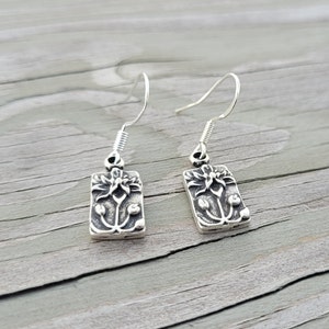 Lotus Earrings. Gifts For Her, Anniversary, Birthday, Bridesmaids. Silver Flower Earrings