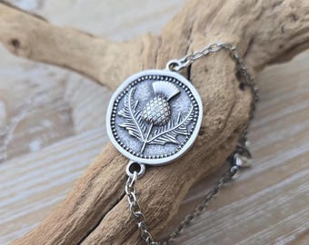 Thistle Bracelet. Choose CHAIN OR BARS. Gift For Her, Anniversary, Birthday, Christmas, Gift For Mom, Gift For Women. Scotland