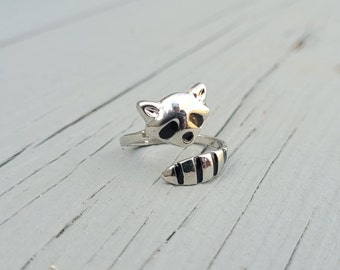 Raccoon Ring, Adjustable. Gifts For Her, Anniversary, Birthday, Gifts For Women, Mom Gift. Silver Raccoon