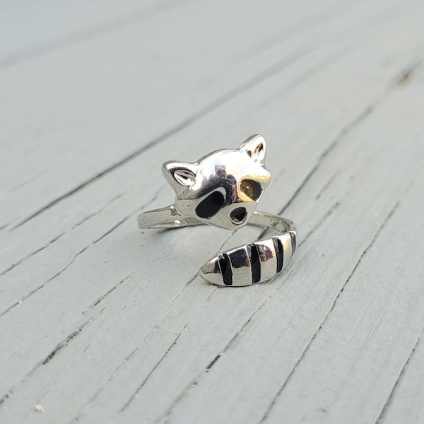 Raccoon Ring, Adjustable. Gifts For Her, Anniversary, Birthday, Gifts For Women, Mom Gift. Silver Raccoon