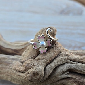 Pink Sakura Ring. Pink Flower Ring, Adjustable. Anniversary Gift, Birthday, Gifts For Women, Gift For Her. Cherry Blossom Ring