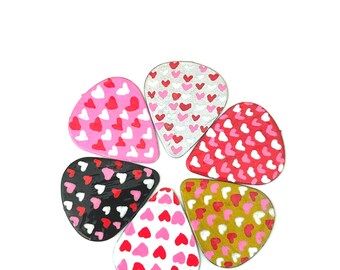 Hand-Painted Heart Guitar Pick Set
