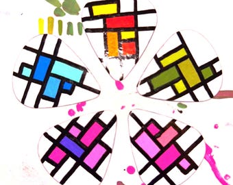 Ombre rainbow Mondrian guitar picks