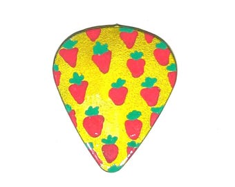 Hand-Painted Strawberry Guitar Pick