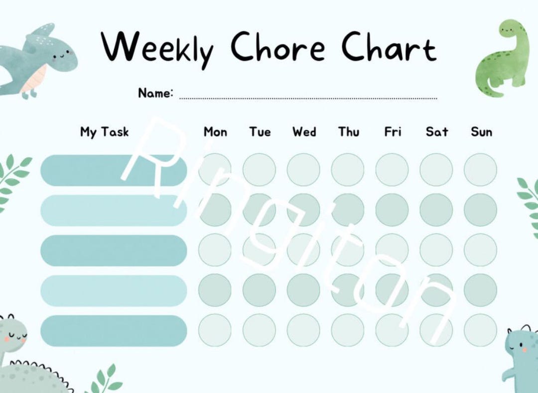 Dinosaur Printable Chore Chart for Kids / Motivational Chart / Reward ...