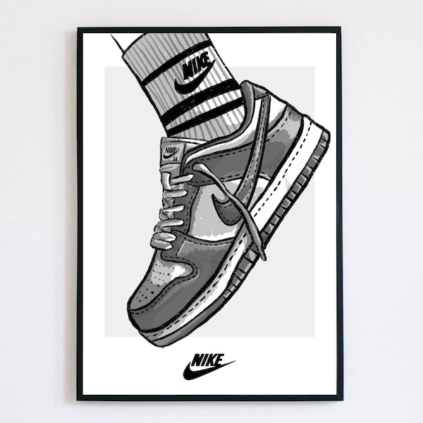 Nike Dunks Panda Shoes Illustration Digital Poster