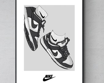 Nike Dunks Panda Sketch Digital Poster