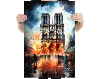 Poster | Notre Dame | Paris | France | Travel | Monuments | Digital Painting | Digital Printing | Graffiti Art | Abstract