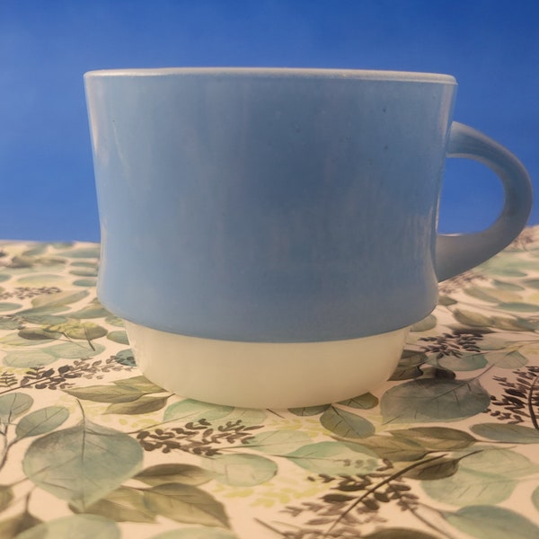 Anchor Hocking Fire King "Blue Mosaic" stackable c handle mug