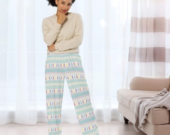 Easter Pajama Pants, Marshmallow Bunny Print, Wide-Leg Loungewear