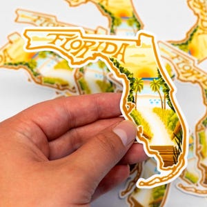 Florida Sticker 4&quot;| Hand-Drawn State Sticker, Florida Decal, Waterproof Sticker, Car Decal, Bumper Sticker, Vinyl Decal