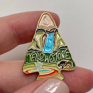 Yellowstone Gold Enamel Pin | Soft Enamel Pin | Butterfly Clasp | Outdoorsy Gift | Outdoor Lover | National Park Pin | Illustrated Pin