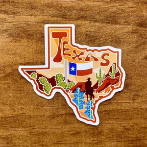 Texas Magnet 4" | Illustrated Texas State Magnet, Fridge Magnet, Car Magnet, Waterproof, Weatherproof