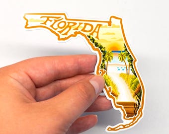 Florida Magnet 4" | Illustrated Florida State Magnet, Fridge Magnet, Travel Souvenir, Unique Florida Gift, Waterproof