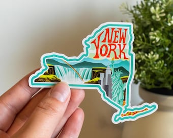 New York Magnet 4" | Illustrated New York State Magnet, Fridge Magnet, Waterproof, Weatherproof