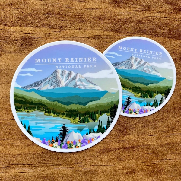Mount Rainier National Park Sticker | National Park, Outdoor Lover, Outdoorsy Gift, Nature Sticker, Durable Vinyl Decal, Waterproof Sticker