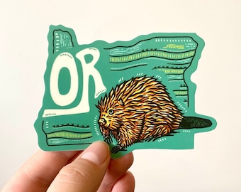 Oregon Sticker | Illustrated OR State Sticker, Oregon Decal, Waterproof Sticker, Car Decal, Bumper Sticker, Vinyl Decal